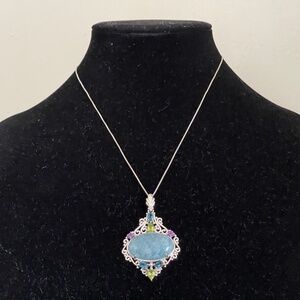 NF Sterling silver 925 Thailand, Chapal Zenray gemstone pendant chain  necklace